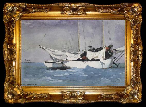 framed  Winslow Homer Key West:Hauling Anchor (mk44), ta009-2